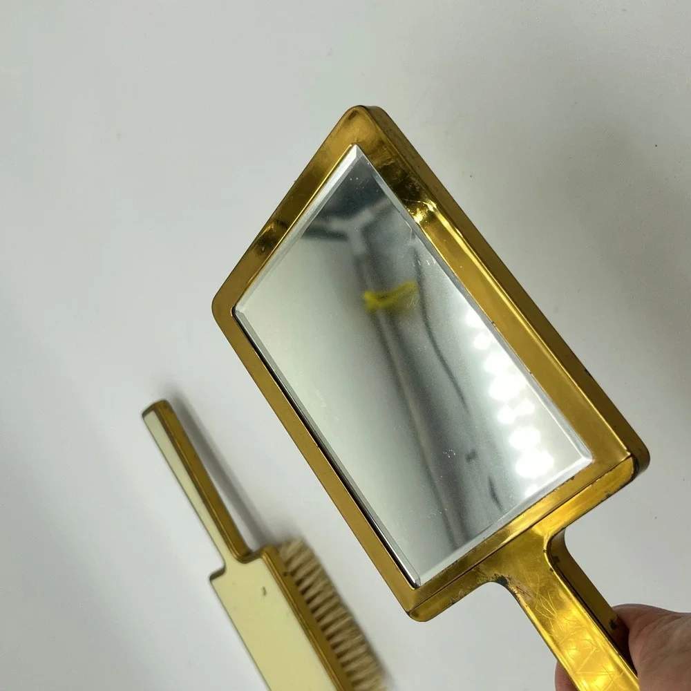 Vintage‎ Vanity Set Brush and Mirror Gold Tone Elegant Dressing Table Decor